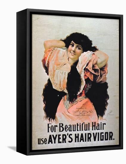 For Beautiful Hair Use Ayer's Hair Vigor' (Colour Litho)-American-Framed Stretched Canvas