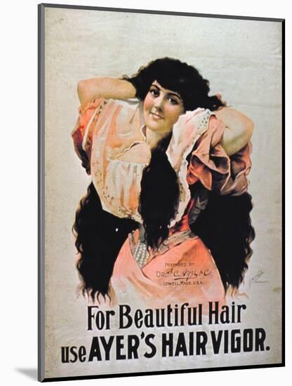 For Beautiful Hair Use Ayer's Hair Vigor' (Colour Litho)-American-Mounted Premium Giclee Print