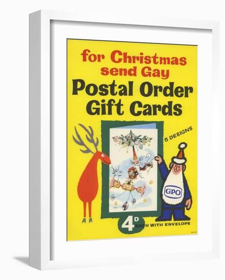 For Christmas Send Gay Postal Order Gift Cards, 4D Each with Envelope-null-Framed Art Print