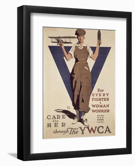 For Every Fighter a Woman Worker, 1st World War Ywca Propaganda Poster-Adolph Treidler-Framed Giclee Print