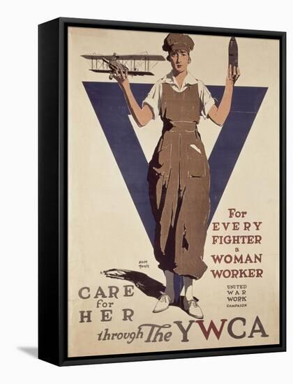 For Every Fighter a Woman Worker, 1st World War Ywca Propaganda Poster-Adolph Treidler-Framed Stretched Canvas