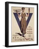For Every Fighter a Woman Worker, 1st World War Ywca Propaganda Poster-Adolph Treidler-Framed Giclee Print