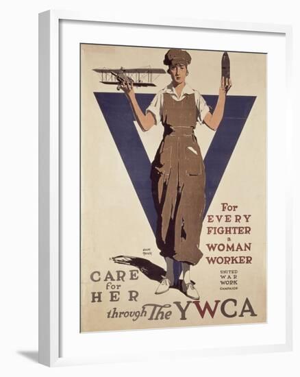 For Every Fighter a Woman Worker, 1st World War Ywca Propaganda Poster-Adolph Treidler-Framed Giclee Print