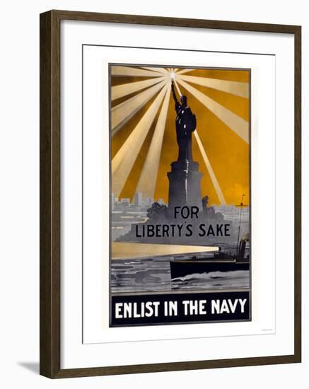 For Liberty's Sake, Enlist in the Navy, c.1917-null-Framed Art Print