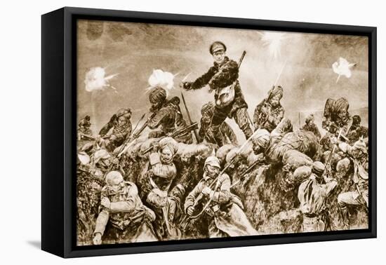 For the Glory of Raj: Indian Troops Charging the German Trenches at Neuve Chapelle-null-Framed Stretched Canvas