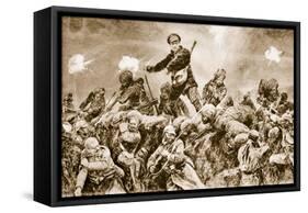 For the Glory of Raj: Indian Troops Charging the German Trenches at Neuve Chapelle-null-Framed Stretched Canvas