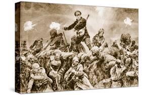 For the Glory of Raj: Indian Troops Charging the German Trenches at Neuve Chapelle-null-Stretched Canvas