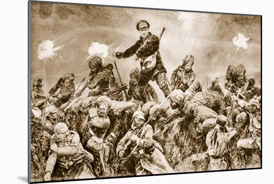 For the Glory of Raj: Indian Troops Charging the German Trenches at Neuve Chapelle-null-Mounted Giclee Print