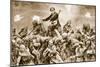 For the Glory of Raj: Indian Troops Charging the German Trenches at Neuve Chapelle-null-Mounted Giclee Print
