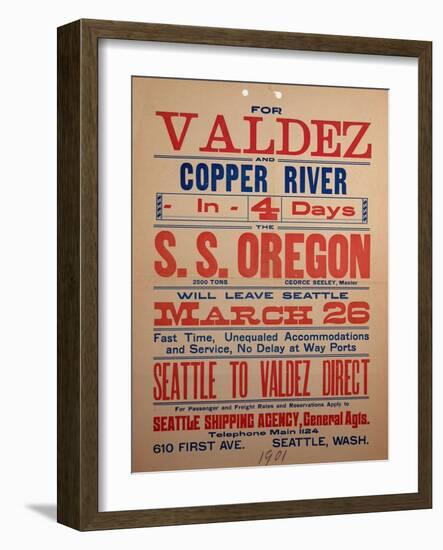 "For Valdex and Copper River", 1901-null-Framed Giclee Print