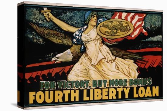 For Victory, Buy More Bonds - Fourth Liberty Loan Poster-J. Scott Williams-Stretched Canvas