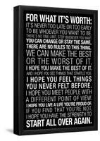 For What It's Worth Quote (Black) Motivational Poster-null-Framed Poster