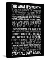 For What It's Worth Quote (Black) Motivational Poster-null-Stretched Canvas