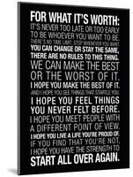 For What It's Worth Quote (Black) Motivational Poster-null-Mounted Poster