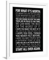 For What It's Worth Quote (Black) Motivational Poster-null-Framed Art Print