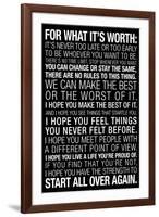 For What It's Worth Quote (Black) Motivational-null-Framed Art Print