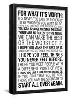 For What It's Worth Quote Motivational Poster-null-Framed Poster