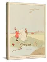 For Young Boys Flying Their Kites an Aeroplane Passing Overhead is an Inspiration-Joaquin Xaudaro-Stretched Canvas