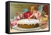 For Your Birthday, Cherub with Cake-null-Framed Stretched Canvas