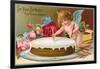 For Your Birthday, Cherub with Cake-null-Framed Art Print