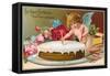 For Your Birthday, Cherub with Cake-null-Framed Stretched Canvas