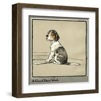 Forager the Puppy Sits by the Empty Plate-Cecil Aldin-Framed Art Print