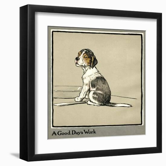 Forager the Puppy Sits by the Empty Plate-Cecil Aldin-Framed Art Print