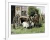 Foraging Confederate Soldiers Taking Homemade Pies from a Farmhouse during Morgan's Raid, c.1863-null-Framed Giclee Print