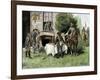 Foraging Confederate Soldiers Taking Homemade Pies from a Farmhouse during Morgan's Raid, c.1863-null-Framed Giclee Print