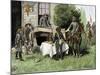 Foraging Confederate Soldiers Taking Homemade Pies from a Farmhouse during Morgan's Raid, c.1863-null-Mounted Giclee Print