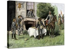 Foraging Confederate Soldiers Taking Homemade Pies from a Farmhouse during Morgan's Raid, c.1863-null-Stretched Canvas