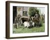 Foraging Confederate Soldiers Taking Homemade Pies from a Farmhouse during Morgan's Raid, c.1863-null-Framed Giclee Print