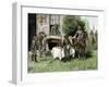 Foraging Confederate Soldiers Taking Homemade Pies from a Farmhouse during Morgan's Raid, c.1863-null-Framed Giclee Print