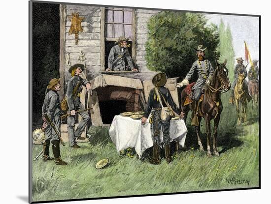 Foraging Confederate Soldiers Taking Homemade Pies from a Farmhouse during Morgan's Raid, c.1863-null-Mounted Giclee Print