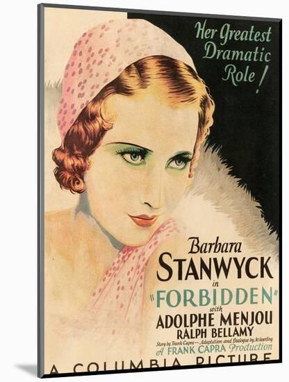 FORBIDDEN, Barbara Stanwyck, 1932-null-Mounted Art Print