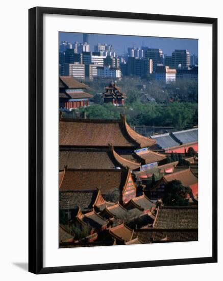 Forbidden City and Modern Buildings in Distance, Beijing, China-Martin Moos-Framed Photographic Print