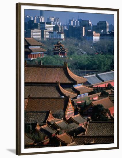 Forbidden City and Modern Buildings in Distance, Beijing, China-Martin Moos-Framed Photographic Print