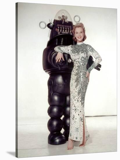 FORBIDDEN PLANET, 1956 directed by FRED M.WILCOX Anne Francis and Robby, the Robot (photo)-null-Stretched Canvas