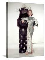 FORBIDDEN PLANET, 1956 directed by FRED M.WILCOX Anne Francis and Robby, the Robot (photo)-null-Stretched Canvas