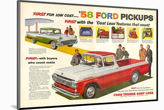 Ford 1958 `58 Ford Pickups-null-Mounted Art Print