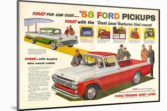 Ford 1958 `58 Ford Pickups-null-Mounted Art Print