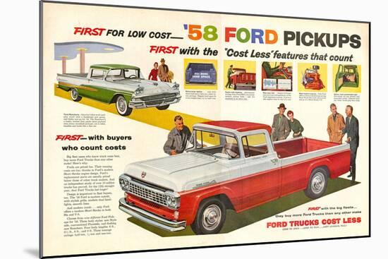 Ford 1958 `58 Ford Pickups-null-Mounted Art Print