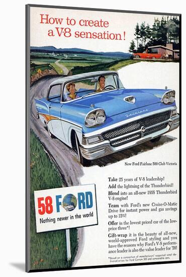 Ford 1958 - a V8 Sensation-null-Mounted Art Print