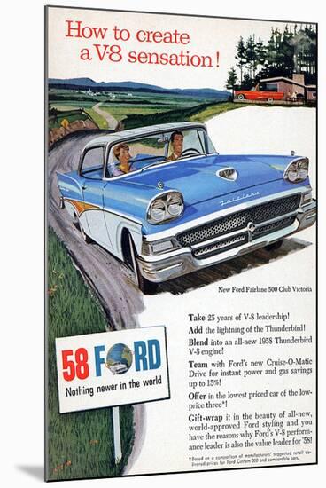 Ford 1958 - a V8 Sensation-null-Mounted Art Print