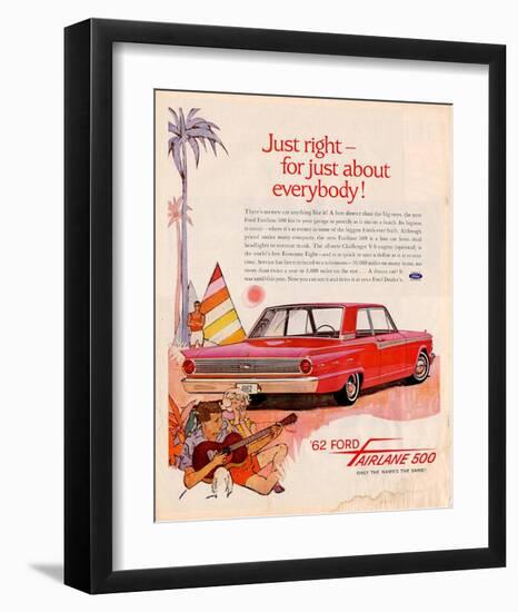 Ford 1962 Fairlane 500 - Beach-null-Framed Art Print