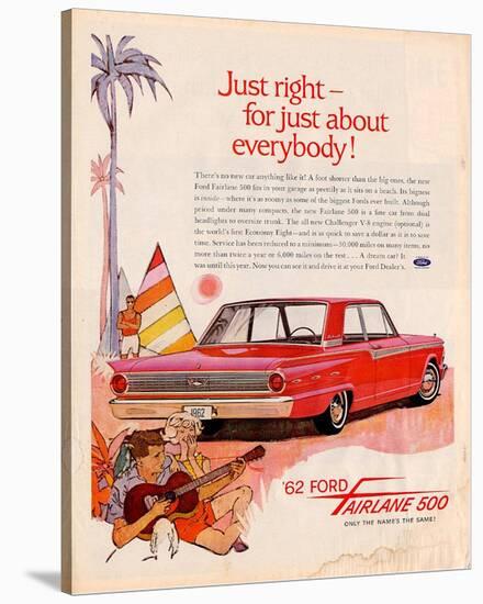 Ford 1962 Fairlane 500 - Beach-null-Stretched Canvas