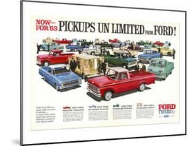 Ford 1963 Pickups Unlimited-null-Mounted Art Print