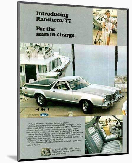 Ford 1977 Ranchero - in Charge-null-Mounted Art Print