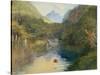 Ford at the Upper End of the Vai-Te-Piha (Tautira River) Tahiti-John La Farge-Stretched Canvas