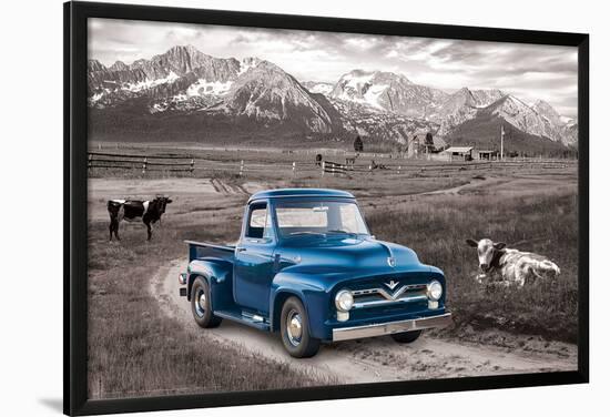 Ford- Classic 1954 Blue F-100-null-Lamina Framed Poster